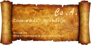 Csarankó Arikán névjegykártya